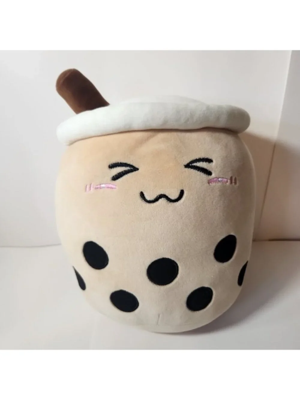 Kawaii Boba Tea Plush 12 Inch Brown Bubble Tea Stuffed Animal Squishy Toy Pillow